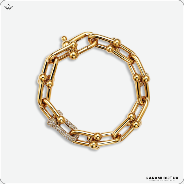 Bracelet Chaîne Dorée avec Détails Étincelants – Finition Or Durable