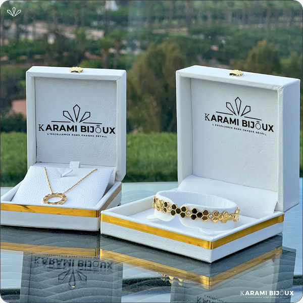 Le Set “Alvéoles d’Or” – Bracelet & Collier