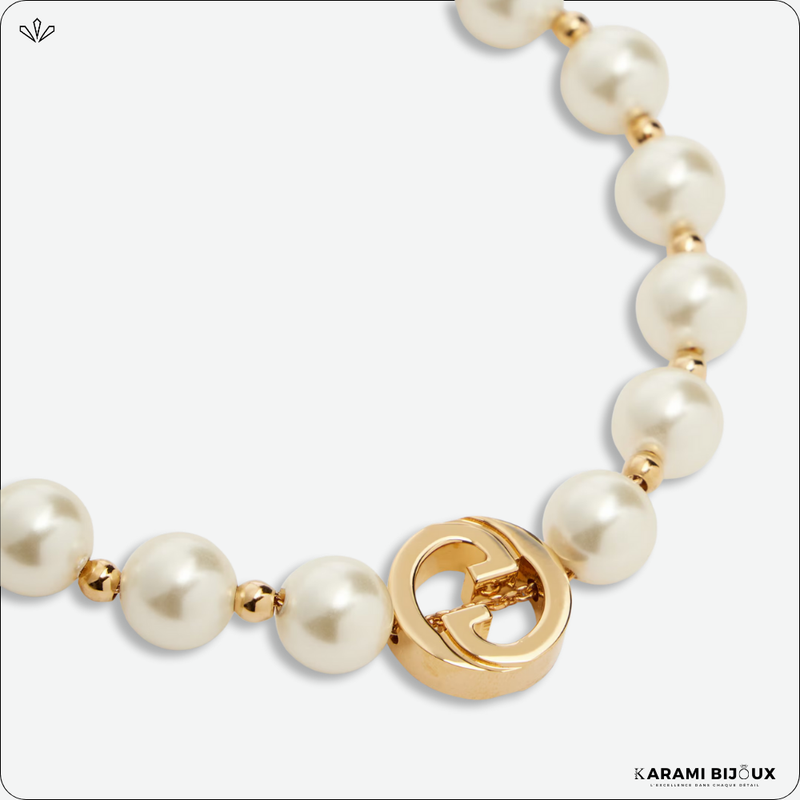 Bracelet Perles Blanches & Finition Dorée – Élégance Intemporelle