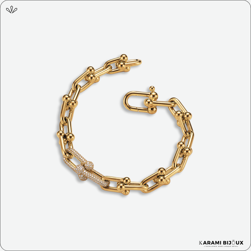 Bracelet Chaîne Dorée avec Détails Étincelants – Finition Or Durable