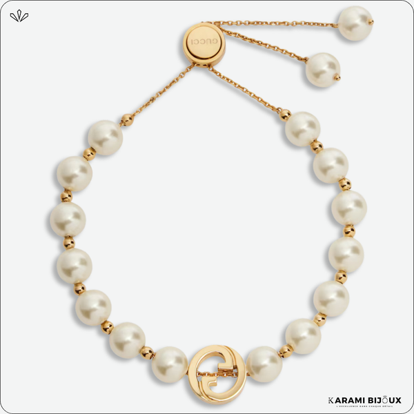 Bracelet Perles Blanches & Finition Dorée – Élégance Intemporelle