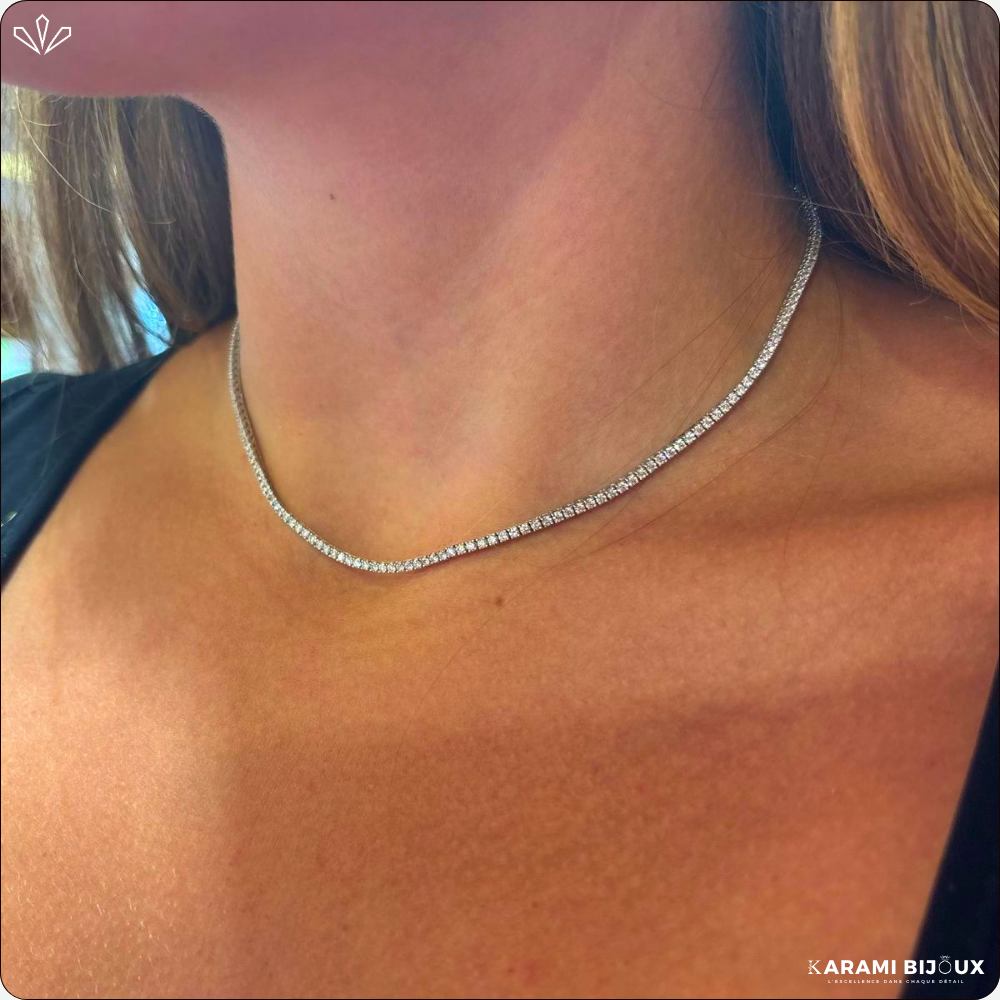Collier Rivier en argent 925 doré à l’or 18K