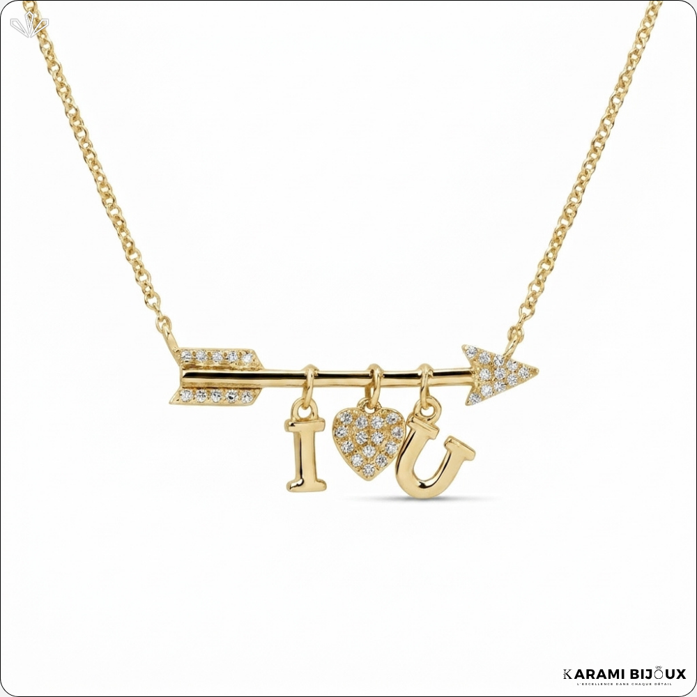 Collier I Love U en argent 925 dorée à l’or 18K