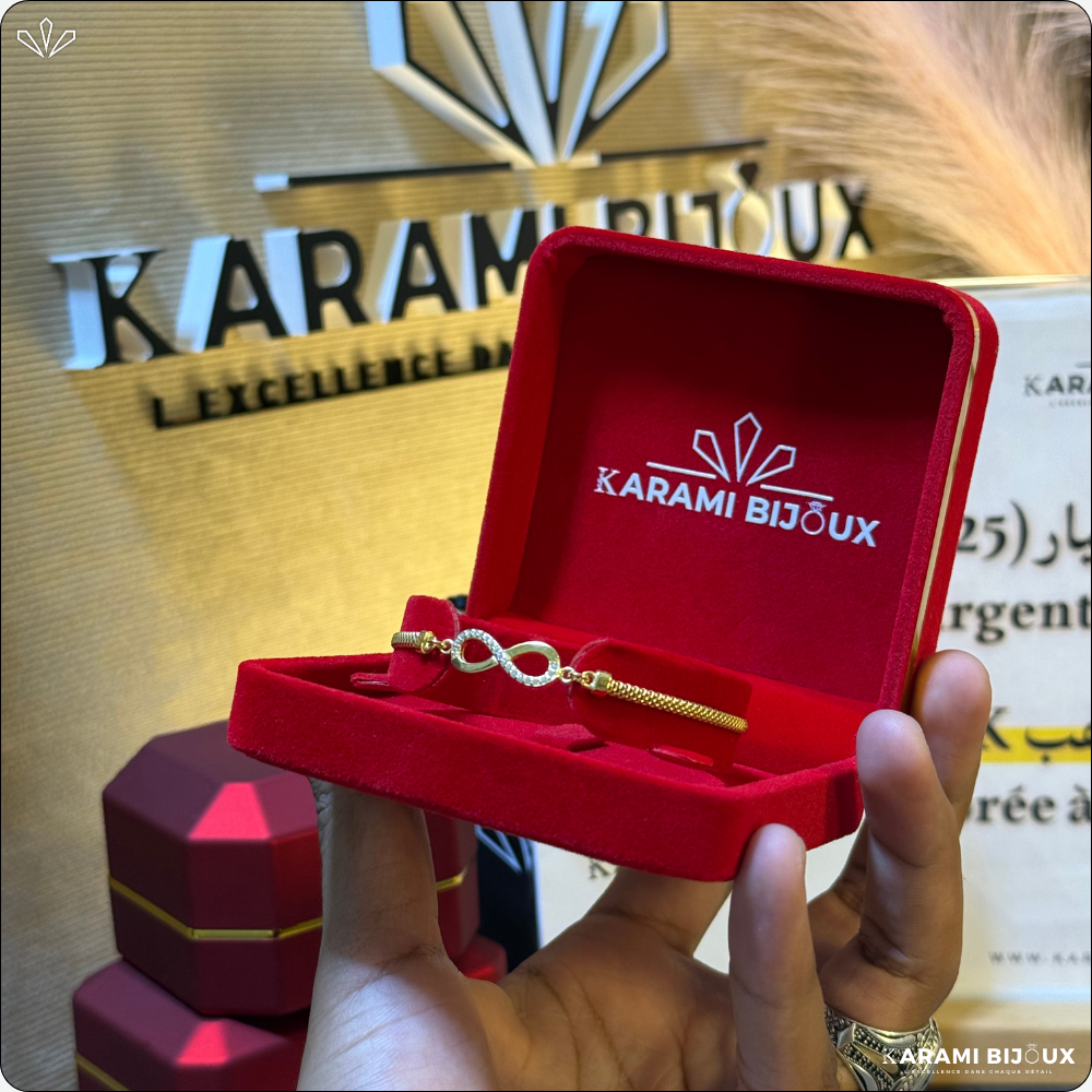 Gourmette Infini V en argent 925 dorée à l’or 18K