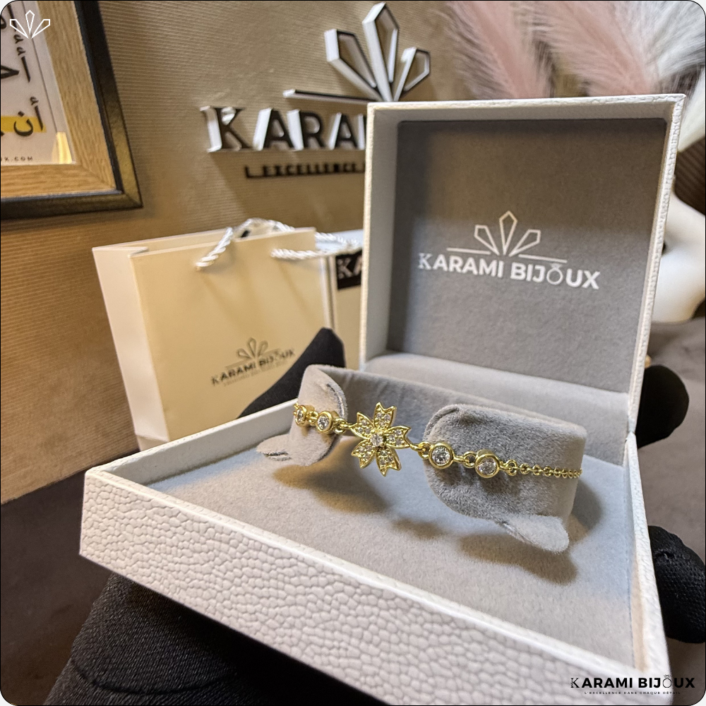 Gourmette Flower en argent 925 dorée à l’or 18K