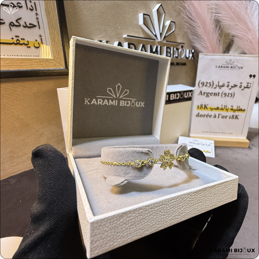 Gourmette Flower en argent 925 dorée à l’or 18K