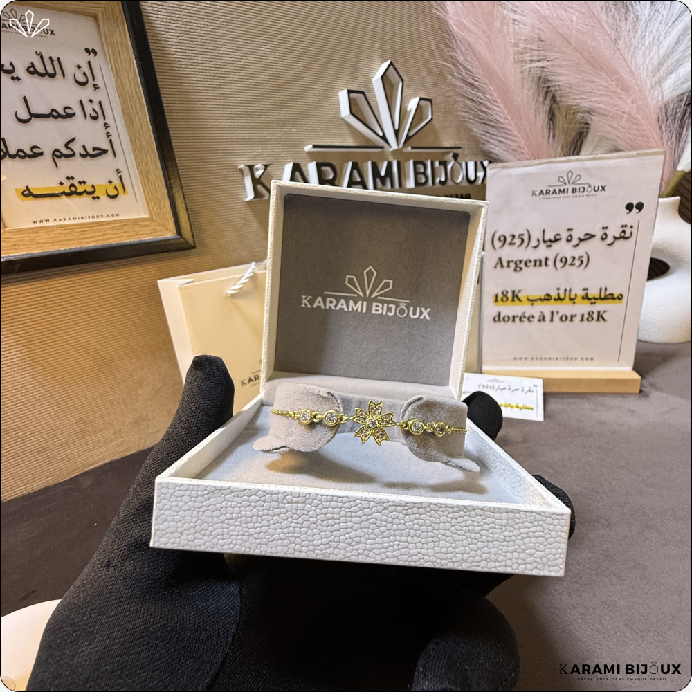 Gourmette Flower en argent 925 dorée à l’or 18K