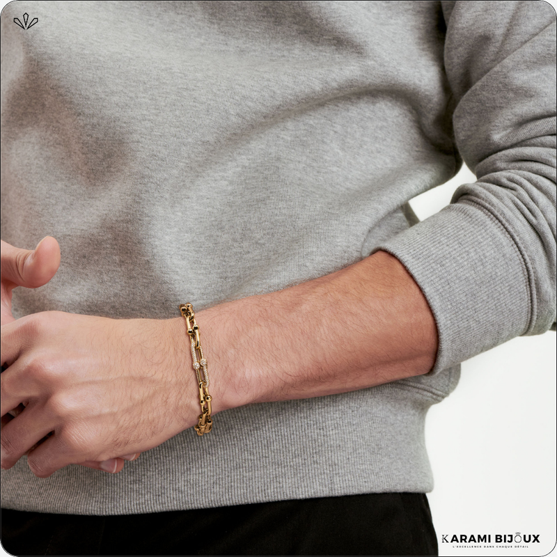 Bracelet Chaîne Dorée avec Détails Étincelants – Finition Or Durable