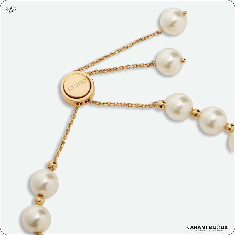 Bracelet Perles Blanches & Finition Dorée – Élégance Intemporelle