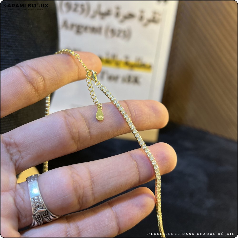 Collier Rivier en argent 925 doré à l’or 18K